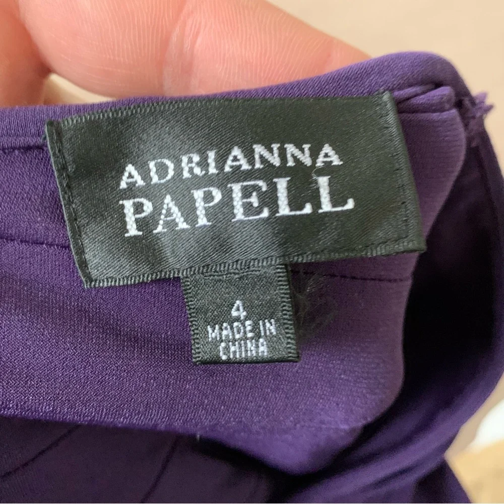 Adrianna‎ Papell Tiered V Neck Bodycon Formal Mini Dress Womens Size 4 Purple - Picture 8 of 8
